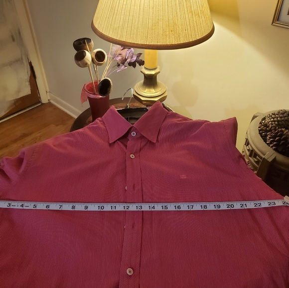 Michael Kors Pinkish Red Pinstriped Button Down Mens L - Picture 7 of 9